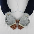 thumbnail image 5 of Lolmot Smart USB Rechargeable Winter Cold Protection Warmth Half Finger Clamshell Knitting Heating Gloves Heated Thermal Gloves, 5 of 5
