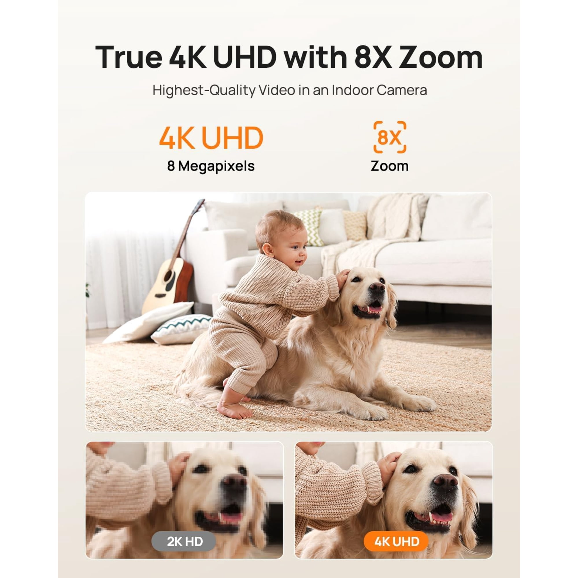 Anona HM1010-2 4k UHD Indoor Security Camera Also For Pets/ Baby With Phone App - Wifi/ Auto-Tracking - 2pack