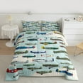 thumbnail image 3 of Manfei Colorful Airplane Bedding Comforter Set,Aircraft Theme Twin Comforter Sets,Green Blue Bedding Set For Boys Kids,Super Cozy Room Decor Reversible,2 Pieces, 3 of 9