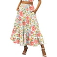 thumbnail image 2 of BJUTIR Skirts For Women Boho Line Swing Elastic Long Waist Women Pleated Skirt Dress Summer Tiered Pocket Beach Flowy A Printing Skirt, 2 of 8