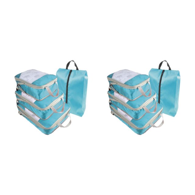 Transemion 4pcs/set Travel With Ease Using Travel Compression Packing Cubes Easy To Pack And Travel Large blue 2Set