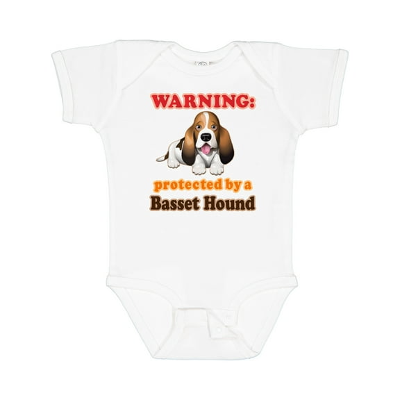 Inktastic Protected by a Basset Hound Funny Dog Boys or Girls Baby Bodysuit