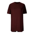 thumbnail image 4 of LEKWK Two Piece Sets for Women Summer Ribbed Vacation Outfits Short Sleeve Crewneck Loose Fit Tunic Tops & Biker Shorts Solid Lounge Set, 4 of 5