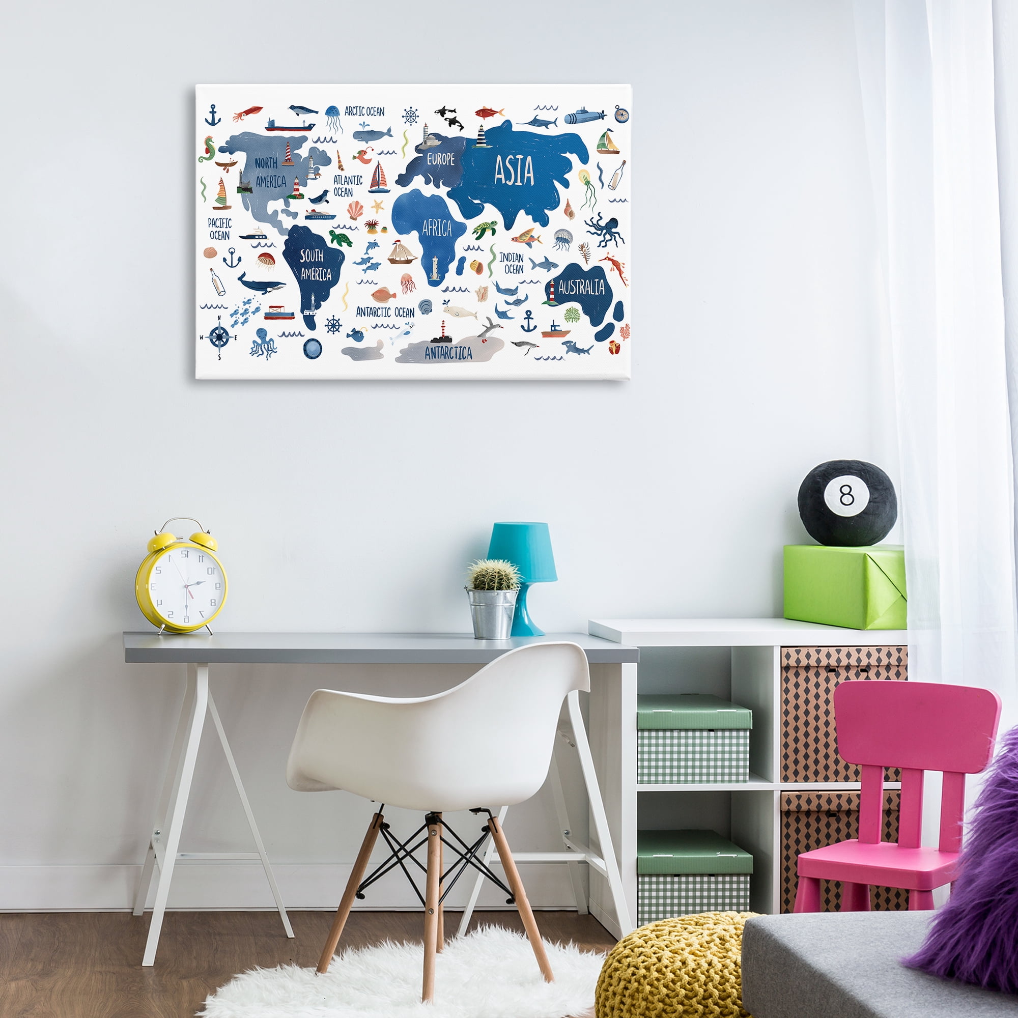 Stupell Industries Nautical Themed Map Town & City Painting Gallery Wrapped Canvas Art Print Wall Art, 30 x 20