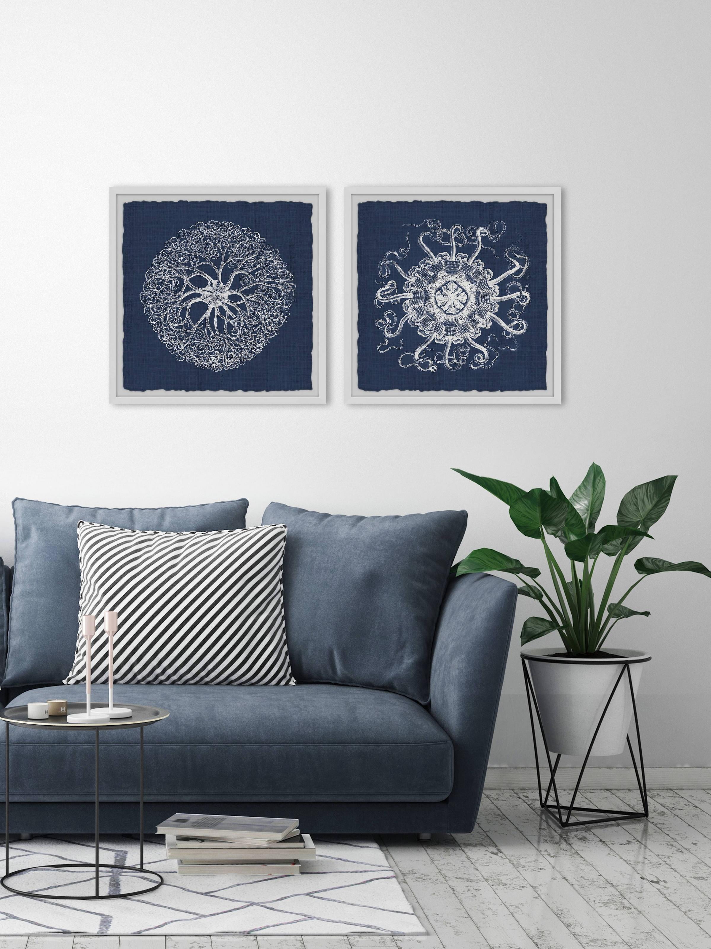 Marmont Hill Sea Anemone On Indigo Ii Diptych, Art Prints 48.00" x 1.50"