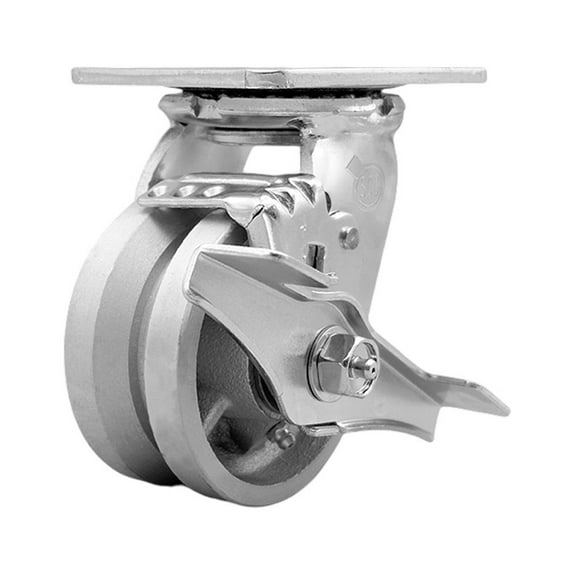 4 Inch V Groove Semi Steel Swivel Caster with Ball Bearing and Brake SCC