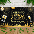 thumbnail image 4 of Night Cityscape Happy New Year Banner Glittering Fireworks Celebration Banner Festive Design for Party Decoration Holiday Event Celebration, 4 of 9