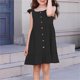 thumbnail image 5 of Vestido de Fiesta de Niña Bebé Color Sólido Plisado Casual con Botón Camisola Y Vestido de Princesa de Manga Larga Niñas de Moda Princesa Vestir, 5 of 6