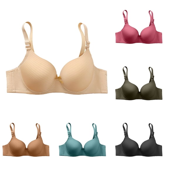 THDHVS Bras for Women,Solid Color Underwire Push Up Bra Comfortable Breathable Everyday Wear,Push Up Bra Gray 42BC