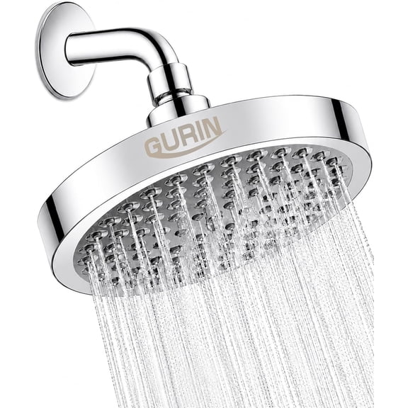 Gurin Shower Head High Rain, Luxury Showerhead with Chrome Plated Finish, Adjustable Angles, Anti-Clogging Nozzles (California GPM)