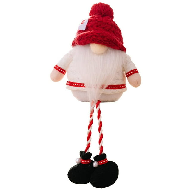 Muñeco enano de pierna larga de Navidad, gorro tejido, decoración de muñeco enano, pierna colgante, muñeco enano, Papá Noel sueco, muñeco de peluche, 2 uds.