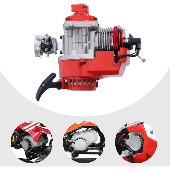Fichiouy Engine Motor 49CC 2 Stroke Racing Complete Engine Motor Pull Start Motorized Bike Engine Kit