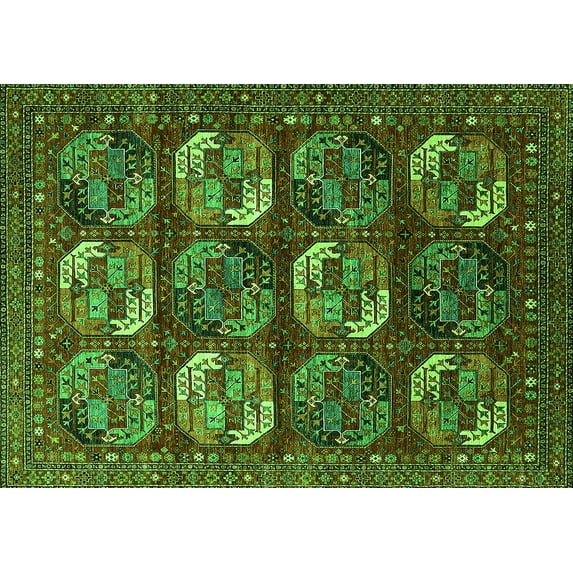 Ahgly Company Indoor Rectangle Oriental Green Industrial Area Rugs, 8' x 10'