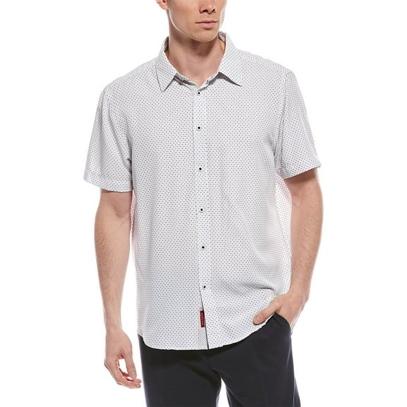 Report Collection mens  Geo Print Shirt, l, White