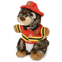 DolliBu Marmot Firefighter Stuffed Animal - Super Soft Marmot Fireman Toy with Red Fireman Costume Outfit and Fireman Hat, Cute Wild Life Stuffed Animal Fire Fighter Doll Plush Toy for Kids - 8.5 Inch