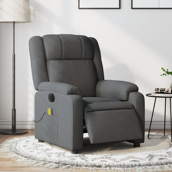 vidaXL Electric Massage Recliner Chair Dark Gray Fabric