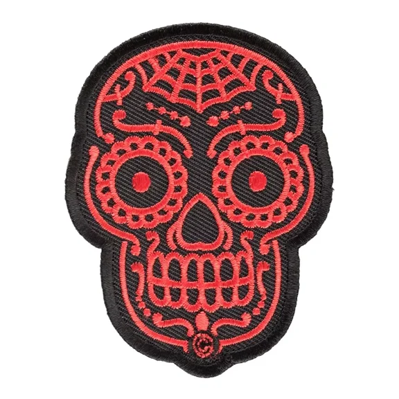 Sugar Skull Craneo Rojo Patch, Day Of The Dead Patches