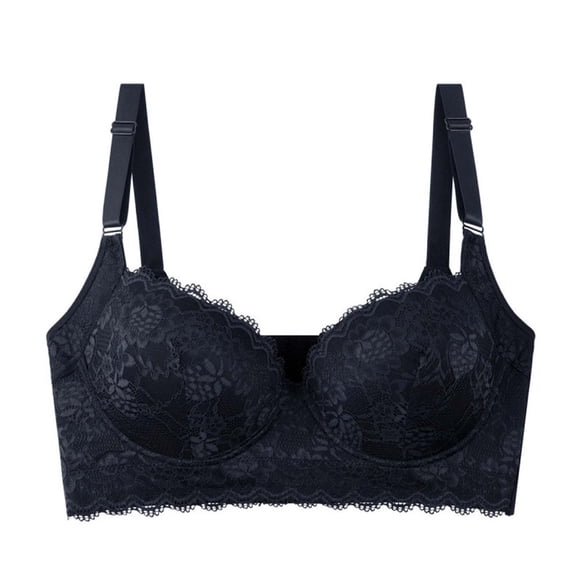 Xdegoge Lace Bralettes for Women Plus Size Push Up Soft Supportive Adjustable Straps Bras Lingerie Comfy Elegant Breathable Padded Full Coverage Bra