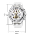 thumbnail image 3 of Reloj de cuarzo transparente hexagonal para hombre con caja calada, impermeable, estilo casual y de negocios, reloj de pulsera analógico automático para uso diario y fiestas, 3 of 9