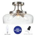 thumbnail image 7 of C Cattleya 3-Light Satin Nickel Semi Flush Mount with Glass Shade, 7 of 7