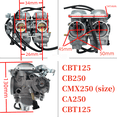 thumbnail image 1 of Suitable for Carburador de motocicleta de dos cilindros for Honda CBT125, CB125T, CA250, Rebel 250, CB250, CMX250, SPD26J, QJ250-3 y Keeway Supertiger 250., 1 of 7