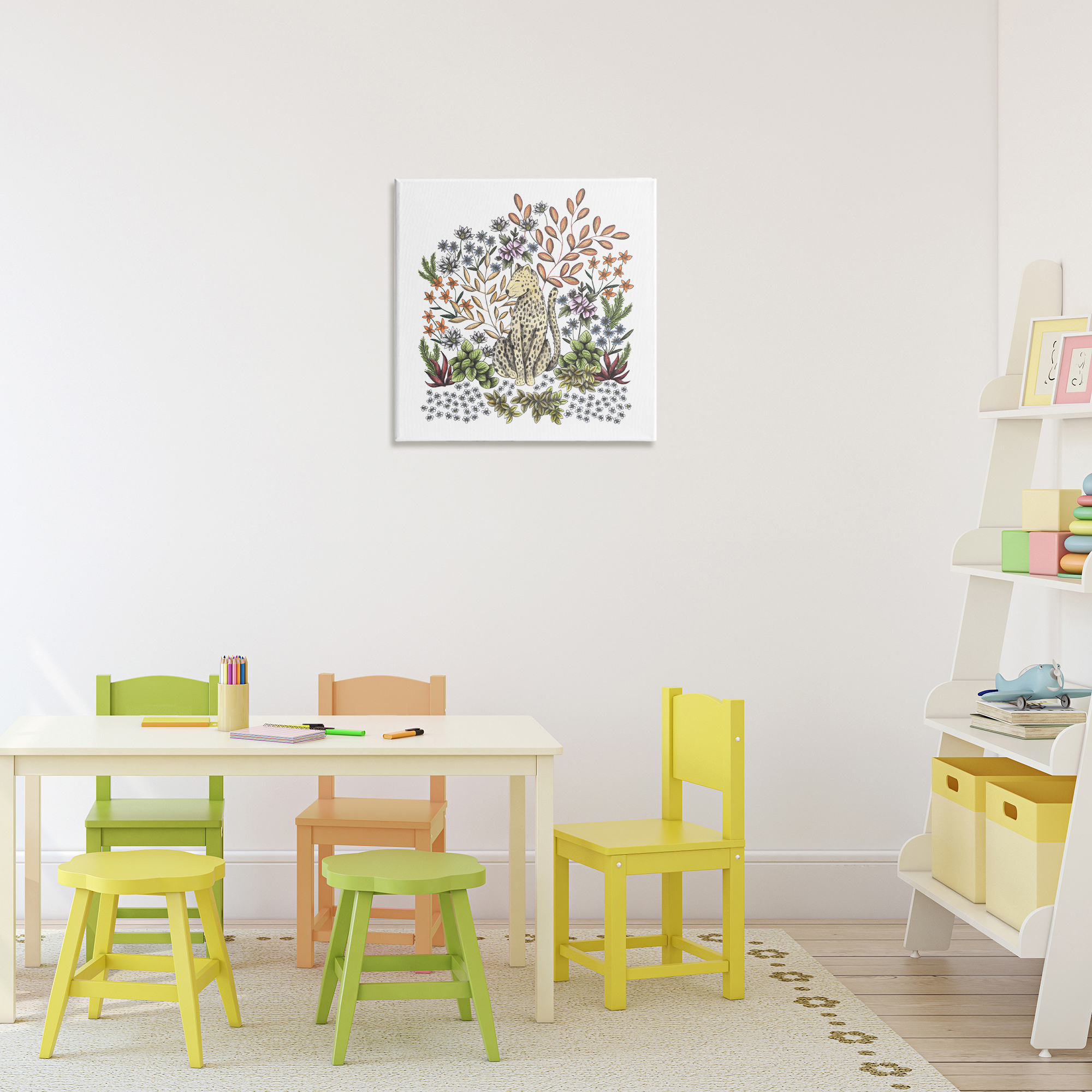 Jungle Wildlife Leopard Canvas Wall Art, design by Cecilia Battaini