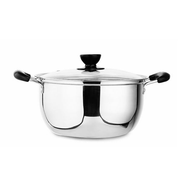 Cacerola De Acero Inoxidable De 24 Cm Con Asas Dobles, Sartén Culinaria Brillante, Cocina, Restaurante, Olla, Accesorios Con Tapa De Vidrio Templado Methold HA025315-01