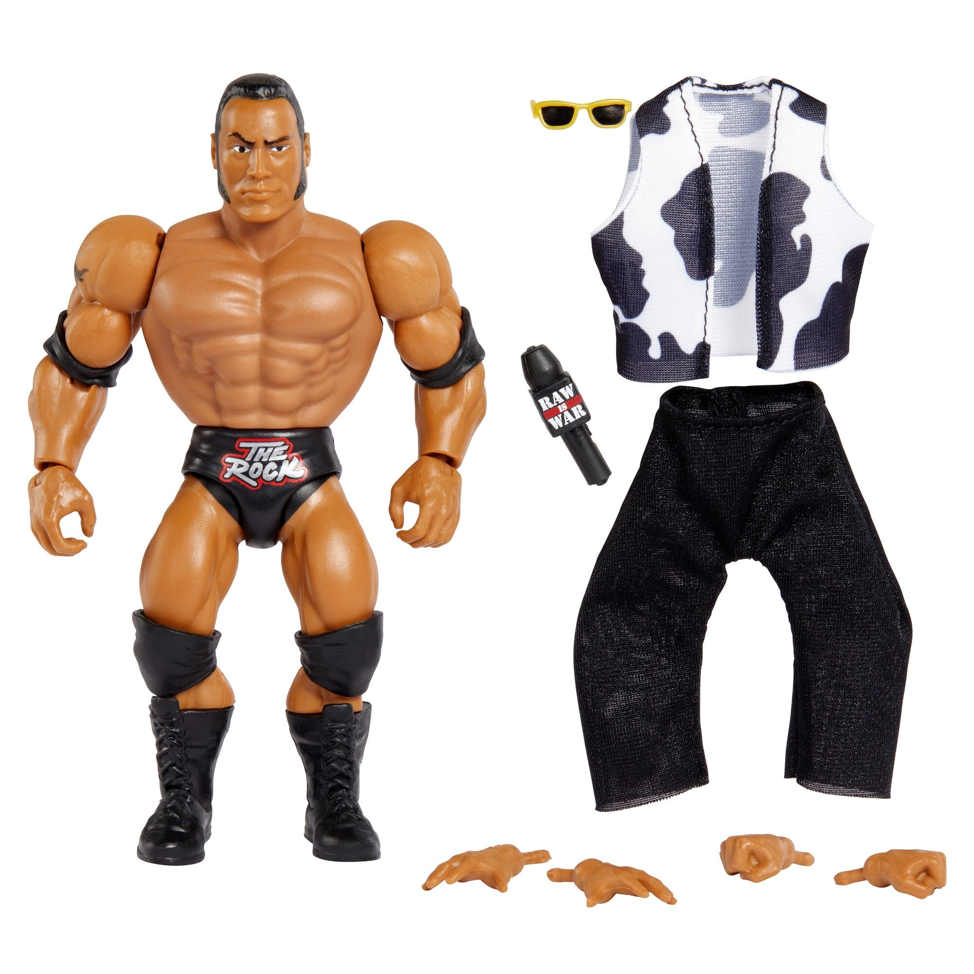 WWE Elite Collection Deluxe The Rock Action Figure With Realistic Facial Detailing, Iconic Ring