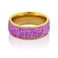 thumbnail image 2 of ELYA Jewelry Women's Purple Crystal Stones Gold Plated Stainless Steel Band Ring (8mm Wide), 2 of 4