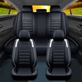thumbnail image 2 of Universal Fit Car Seat Cover Set, 5 Seats Full Set Faux Leather Full Seat Covers Set for Cars SUV Van Pick-up Truck, White, 2 of 11