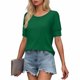 thumbnail image 4 of Ounisa Womens 2025 Summer Sweater Top Short Sleeve Blouses Dressy Casual Shirts Business Tops Cute Vacation Tunic, 4 of 7
