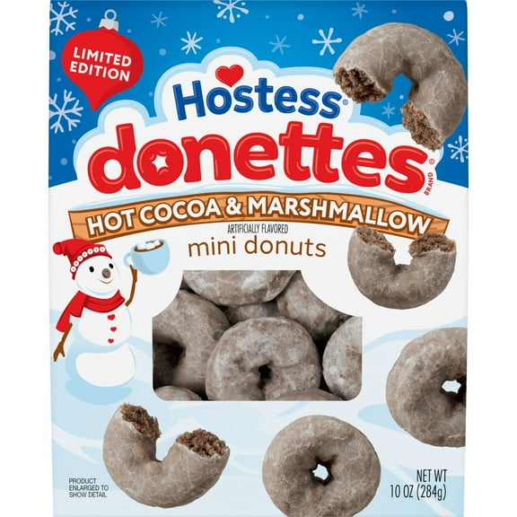 Hostess Donettes, Hot Cocoa & Marshmallow Artificially Flavored Mini Donuts, 10 oz Bag