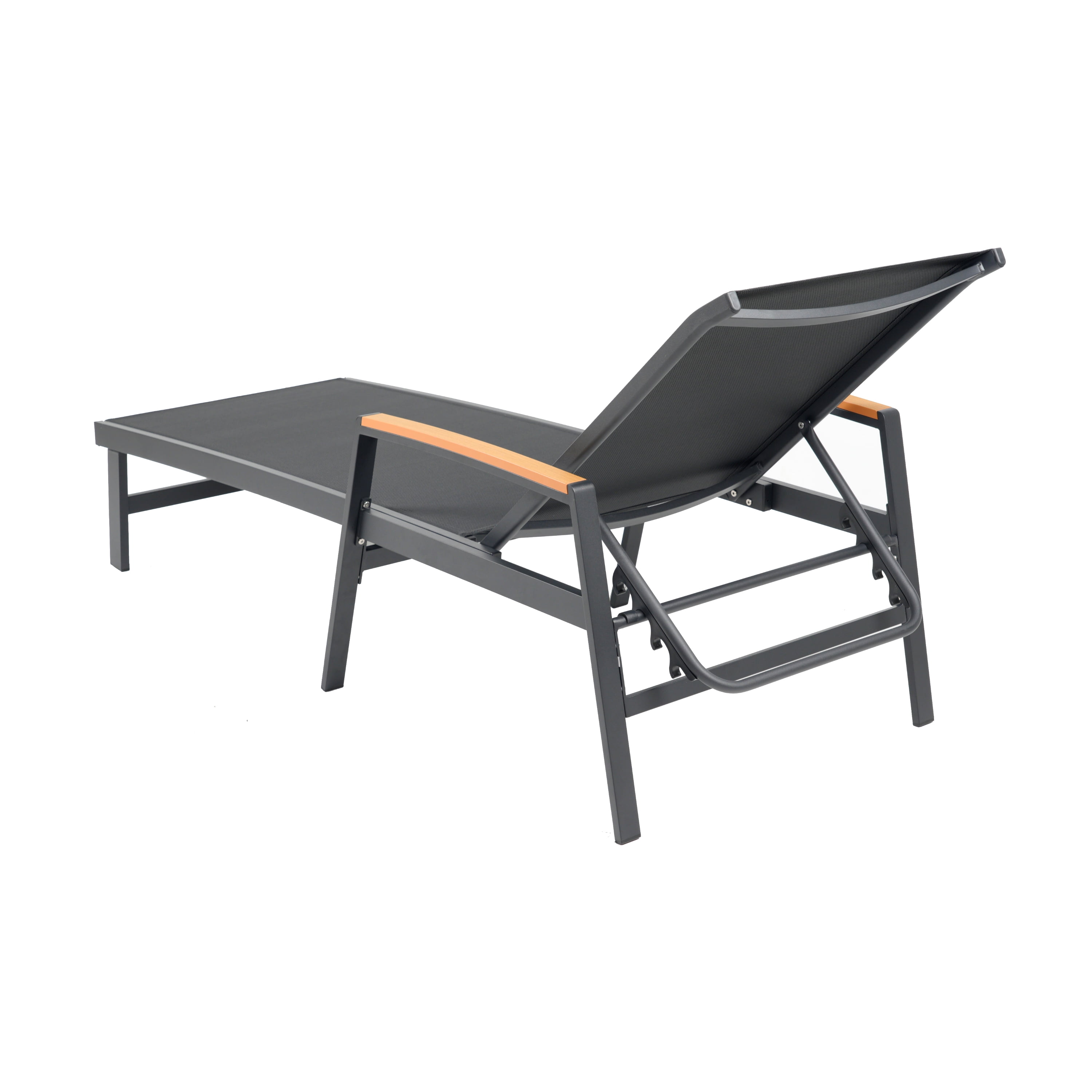 Noble House Oxton Outdoor Aluminum Lounge with Mesh Seating (Set of 2) Black