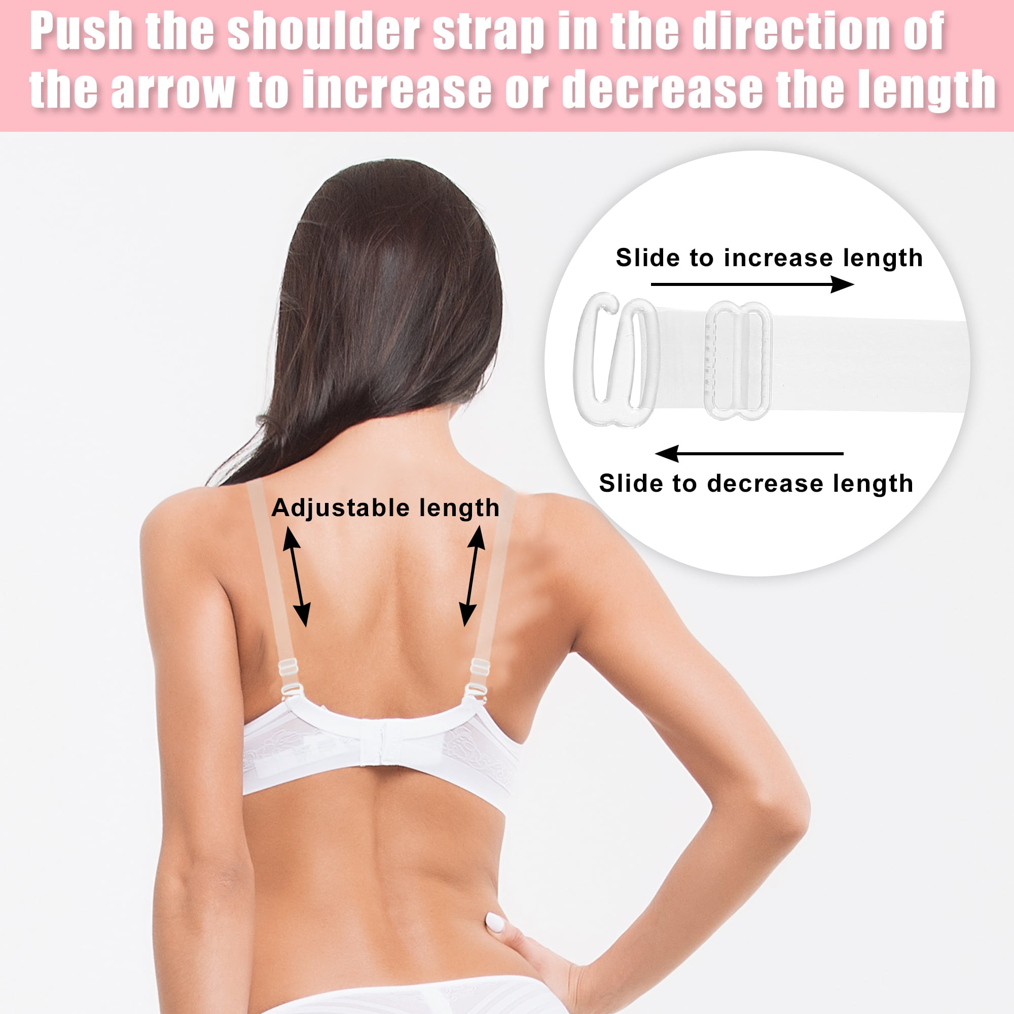 3Pairs Transparent Invisible Bra Straps Women's Sling Detachable