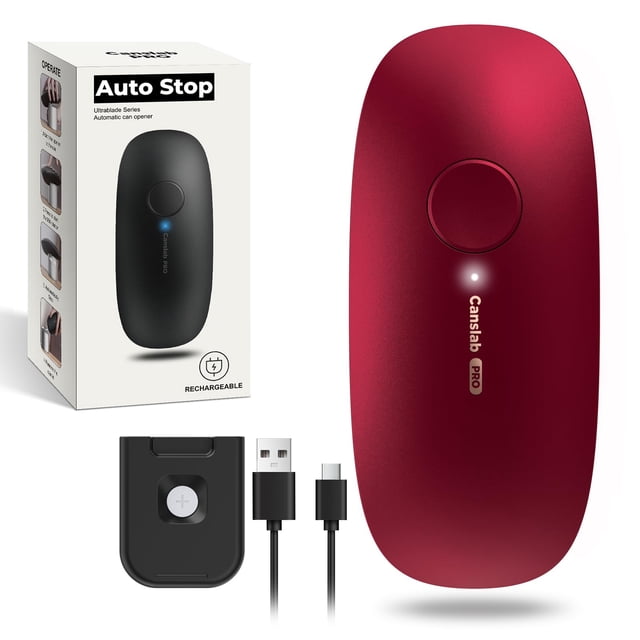 Abrelatas eléctrico Canslab Ultrablade PRO para cocina, color rojo