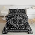 thumbnail image 2 of Manfei Exotic Style Flowers Queen Comforter Set,Rustic Damask Print Bedding Sets,Black White Bedding Comforter Set For Kids,Ultra Soft Home Decor Reversible,3 Pieces, 2 of 8