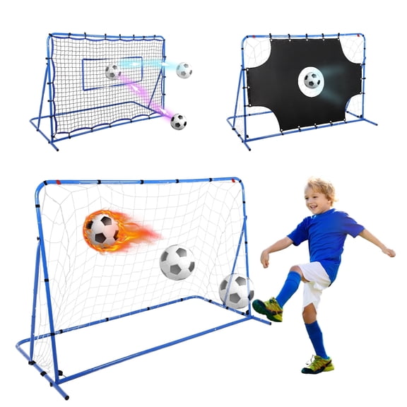 Haosegd 6x4FT 3 Mode Soccer Goal & Rebounder Net & Target Net,5 Targets for Precise Training,Quick-Switch Angle Soccer Training