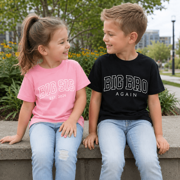 Matching Family Shirts , Personalized Big Sister and Big Brother Shirts , Custom Sibling Announcement Outfit, New Baby Reveal Gift for Family