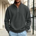 thumbnail image 5 of Fmbrln Fall Winter Mens Quarter Zip Sweatshirt Knit Stand Collar Long Sleeve Shirts Solid Color Pullover Tops with pocket Dark Gray XL, 5 of 6
