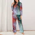 thumbnail image 2 of Daiia Colorful Abstract Waves for Women's Long-Sleeved Pajama Set – Soft & Comfortable Sleepwear Button-Up Pajamas Cozy Lounge Wear-Large, 2 of 7