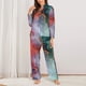 thumbnail image 2 of Fotbe Colorful Abstract Waves Conjunto de Pijama de Manga Larga para Mujer con Estampado, Ropa de Dormir de 2 Piezas, Conjunto de Casa Suave y Cómodo con Bolsillos-Small, 2 of 7
