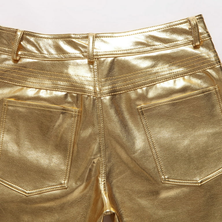 Zpanxa Womens Slacks Personality Nightclub Shiny Trousers Bronzing Costumes  Casual Pants Leather Pants Athletic Pants Workout Lounge Pants Gold 3XL 