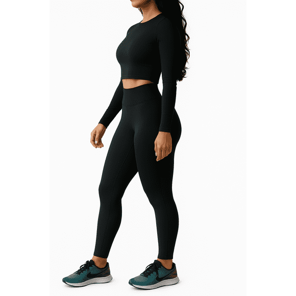 LEGGIN MUJER TIRO ALTO PARA TENIS, YOGA, FIT, GOLF, GYM, GIMNASIA, ATLETISMO, SENDERISMO, ACTIVIDADES AL AIRE LIBRE, COLOR NEGRO (NO TRANSPARENTA)