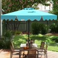 thumbnail image 3 of PetFurnish 9 FT Ruffled Patio Umbrella with Push Button Tilt, Crank, 8 Ribs, Outdoor Heavy-Duty Market Table Umbrella for Yard Garden Pool-Turquoise, 3 of 11
