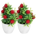 thumbnail image 2 of Here's a polished and professional product description based on your input:\n\n \n\n**2PCS Artificial Fruit Tree with Pot – Lifelike Miniature Bonsai, 2 of 5