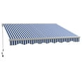 thumbnail image 3 of Outsunny 13' x 10' Blue and White Striped Motorized Retractable Patio Awning, LED Lights, 3 of 10