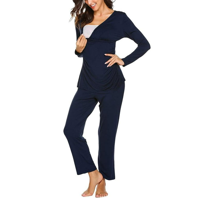 Women s Nursing Pajama Set Maternity Pregnancy Pajamas Long Sleeve