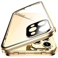 thumbnail image 1 of IBAOLEA Magnetic Case with Safety Lock for iPhone 11 Pro Double-Sided Glass 360° Full Body Cover Built-in Camera Lens Protector Lockable Bumper Case (11Pro, Gold) Gold 11Pro, 1 of 7