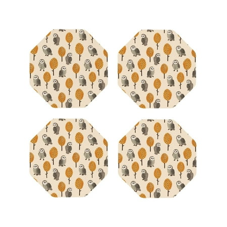 

Leather Coasters with Heat-resistant for Drinks Tree Owl Prints -标题2 Octagon
