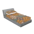 thumbnail image 2 of Ambesonne Floral Fitted Sheet & Pillow Sham Set, Flowers and Peacock, Twin, Petrol Blue Pale Coffee, 2 of 2